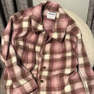 Old Navy Women's Checkered Utility Jacket in Pink and Brown